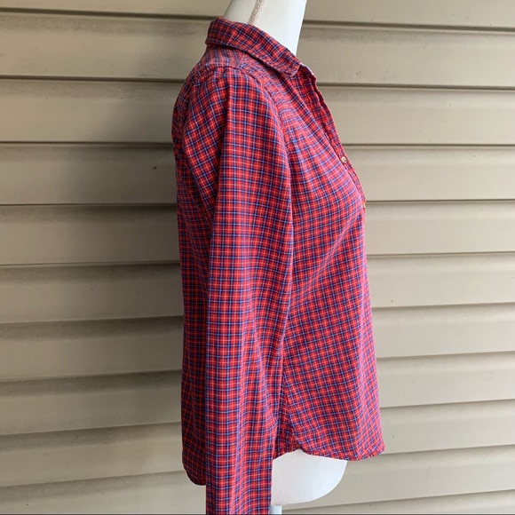 •Abercrombie & Fitch• Red & Blue Plaid Button Down Blouse - Size Small - Picture 6 of 8